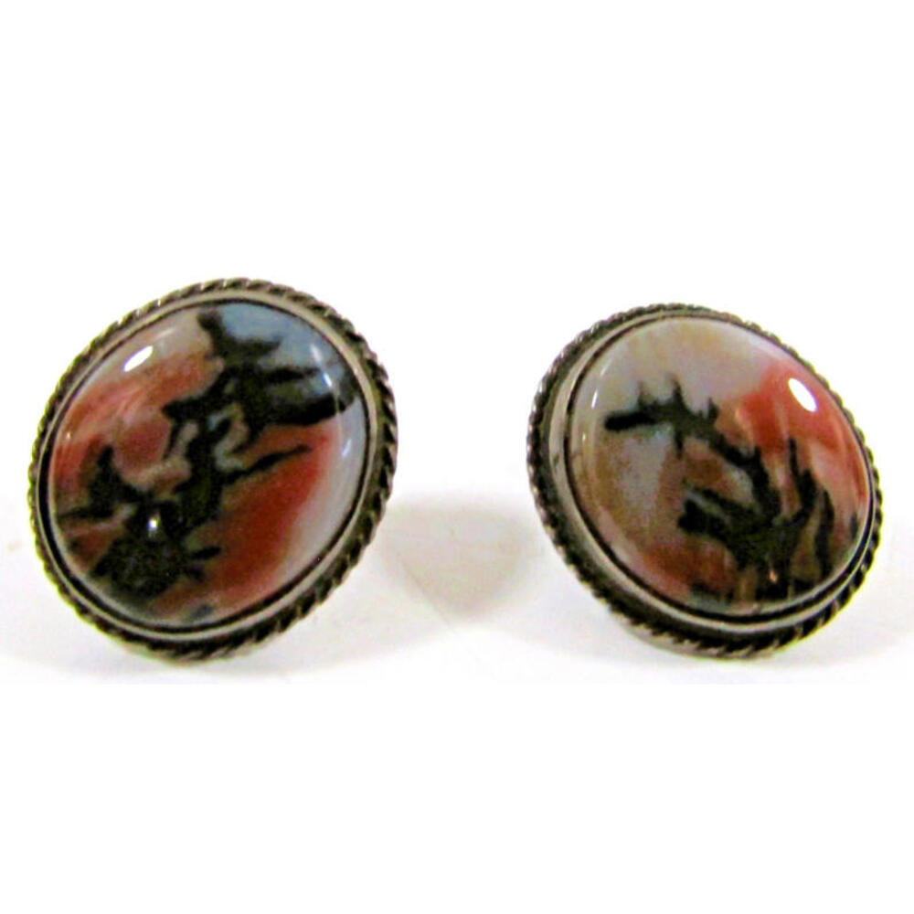 Southwest Tribal Sterling Silver Agate Ring and Matching Earrings - Picture 12 of 16